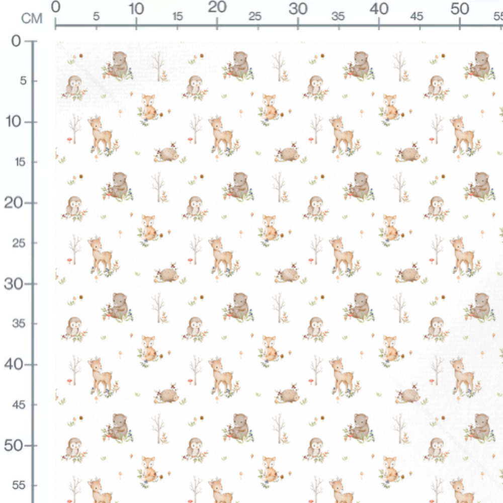 Tissu - Faune et champignons colorés