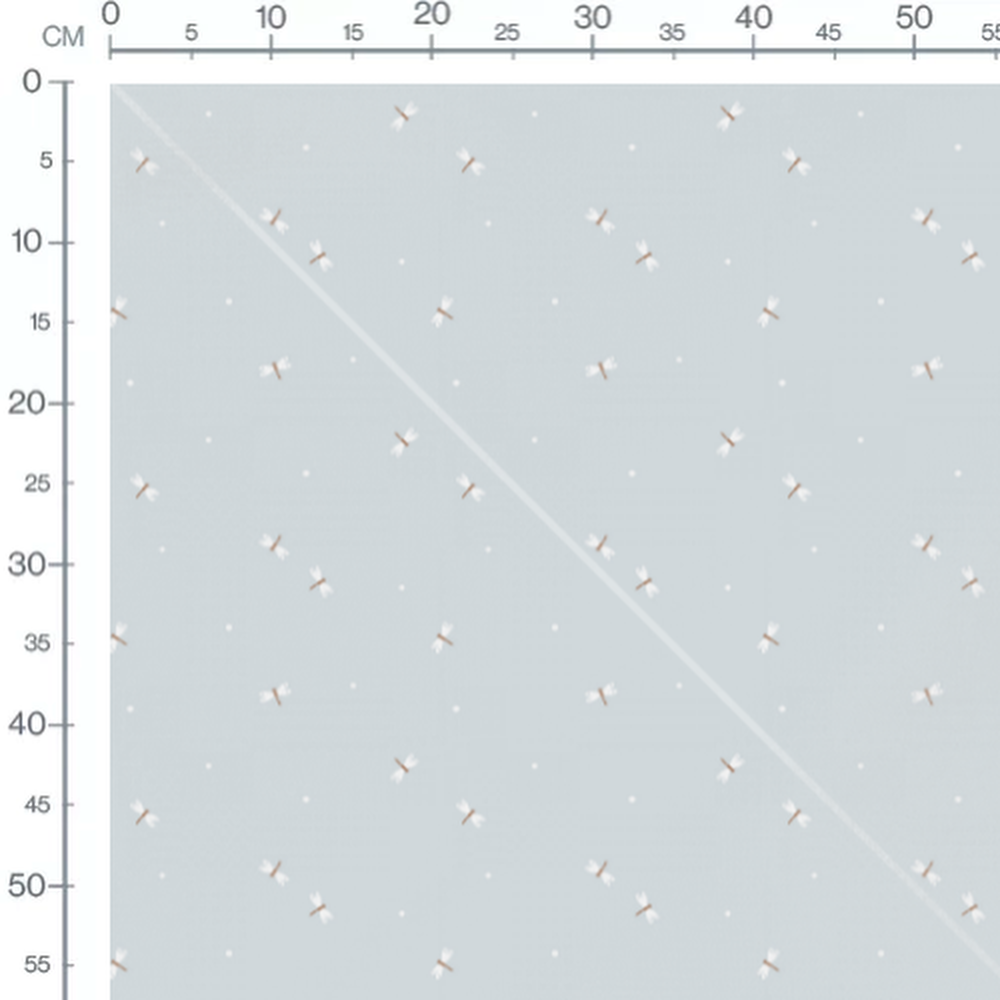 Tissu - Libellules blanches sur bleu