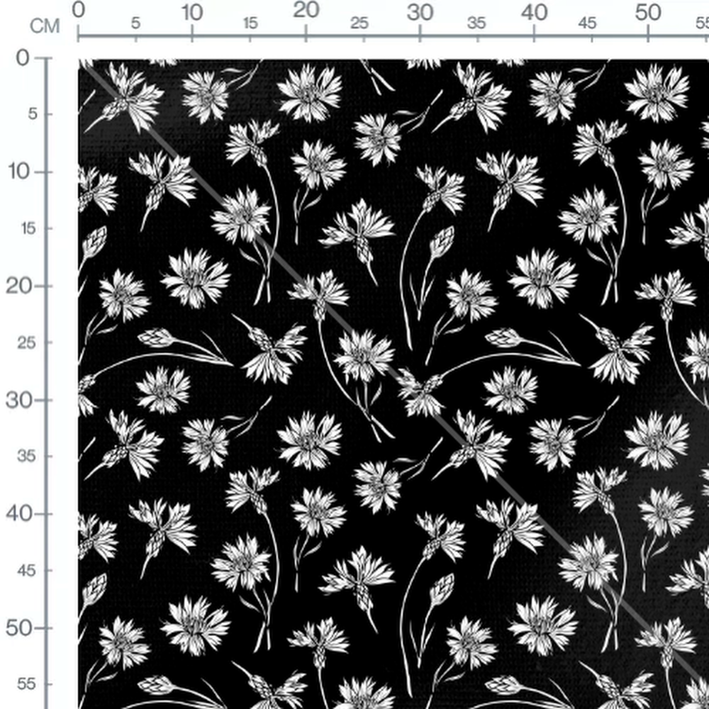 Tissu - Fleurs blanches détaillées