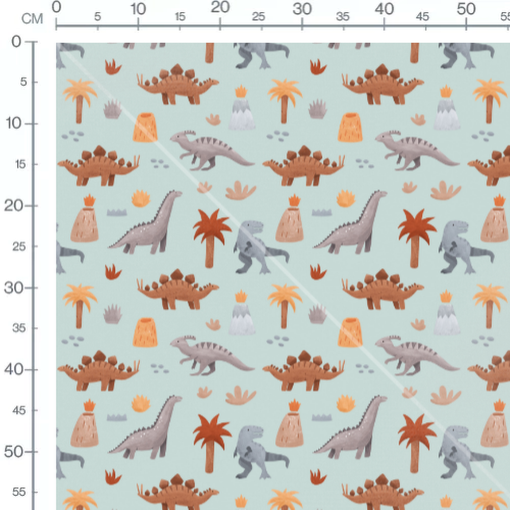 Tissu - Dinosaures sur fond bleu clair