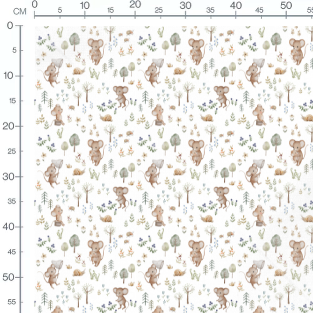 Tissu - Souris et nature douce