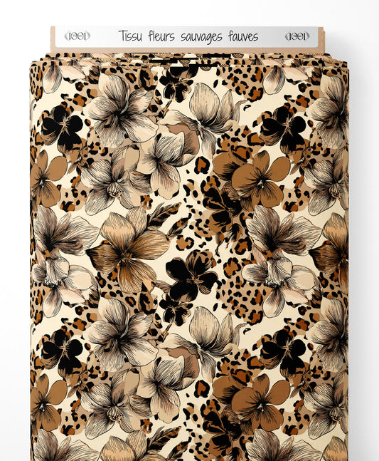 Tissu - fleurs sauvages fauves