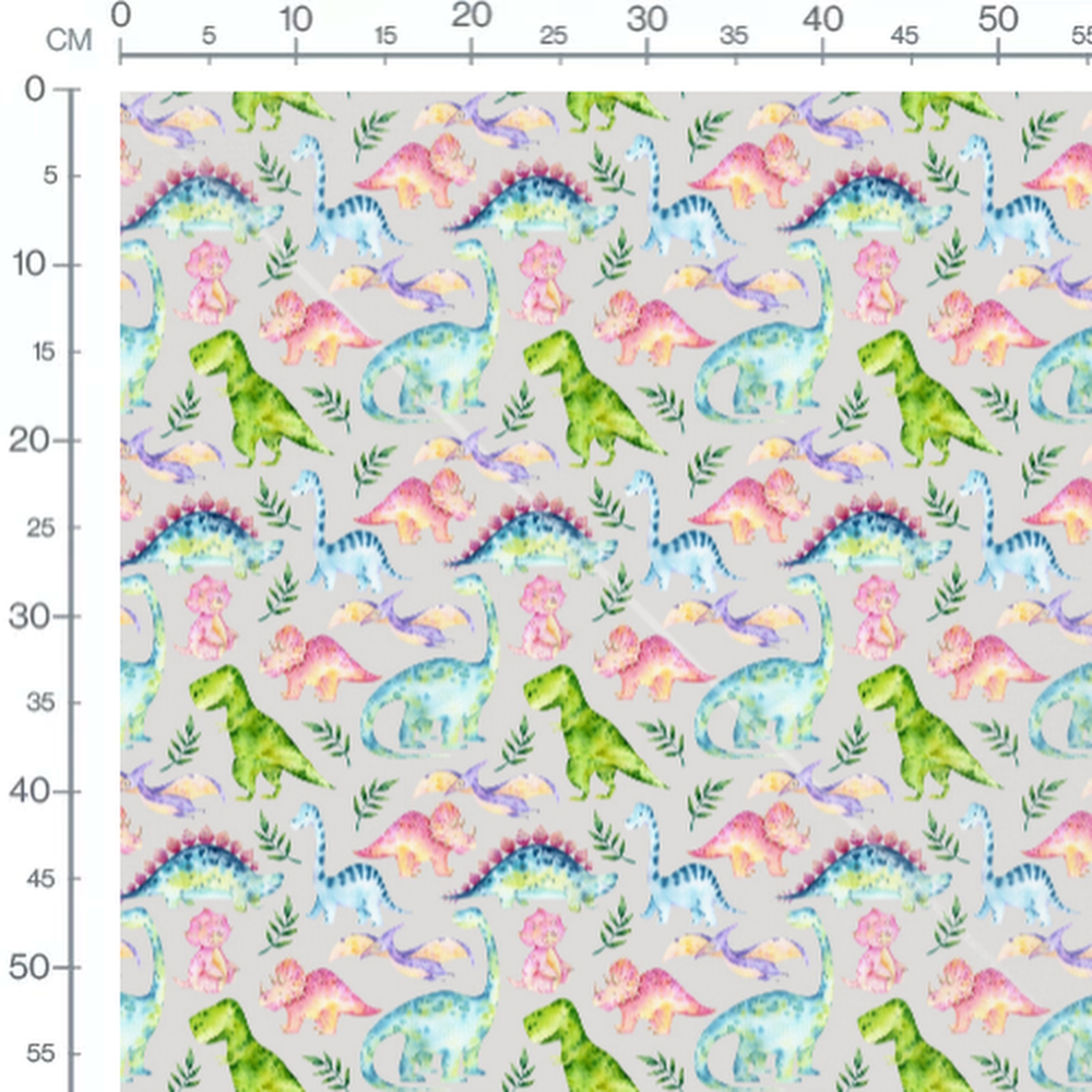 Tissu - Dinosaures aquarelle multicolores
