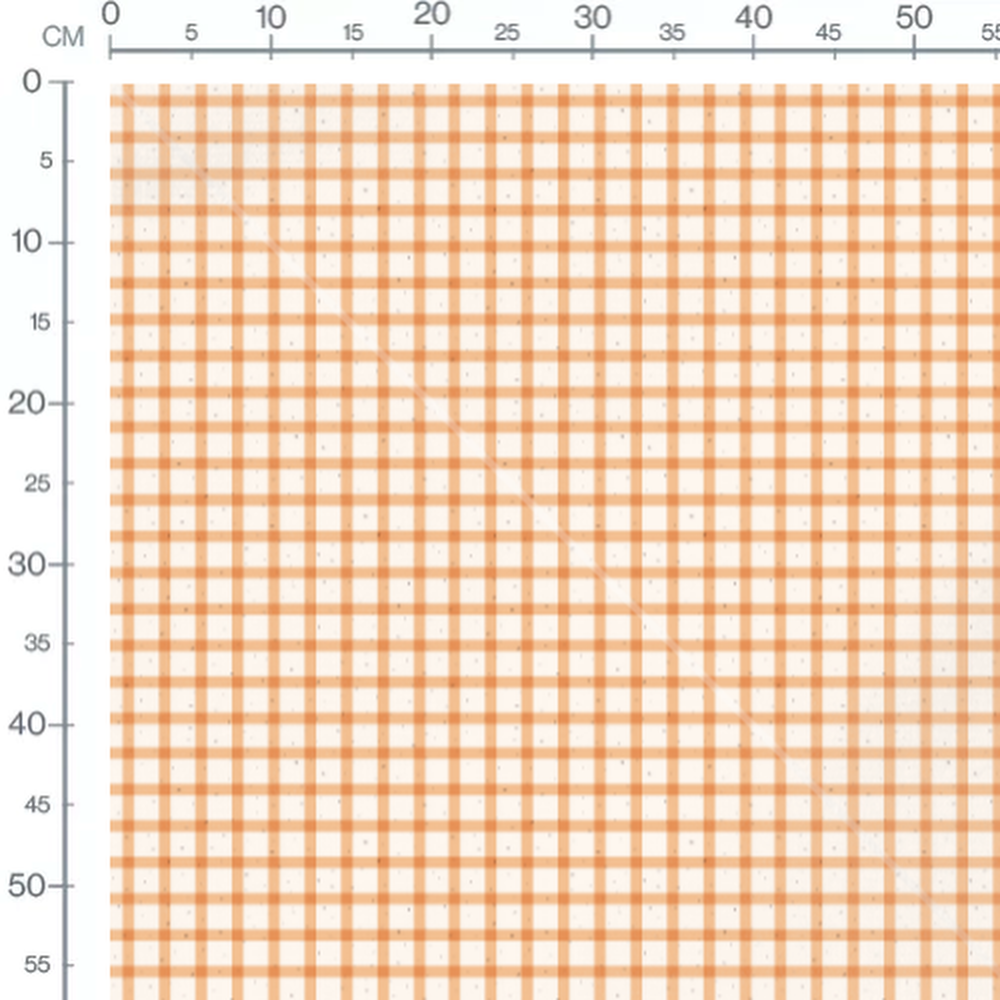 Tissu - Carreaux orange sur fond crème