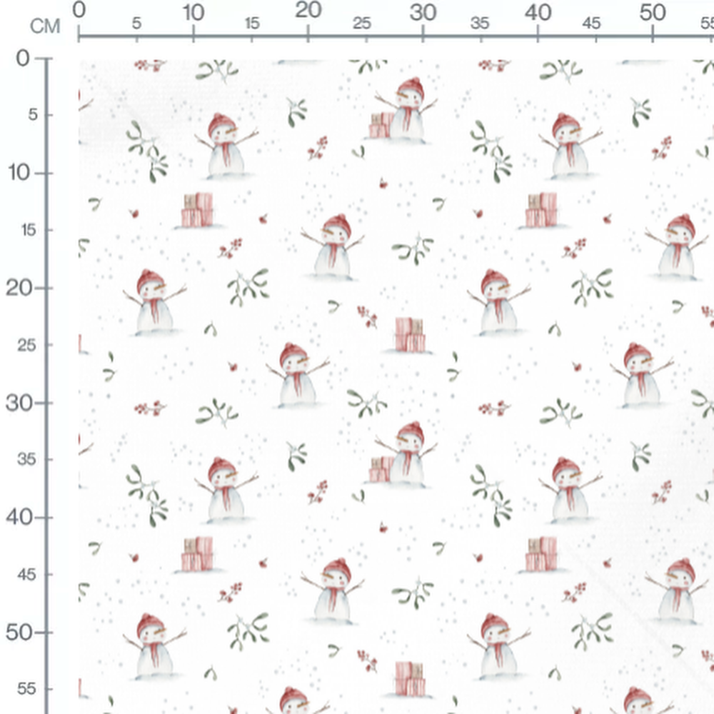 Tissu - Bonhommes de neige et cadeaux