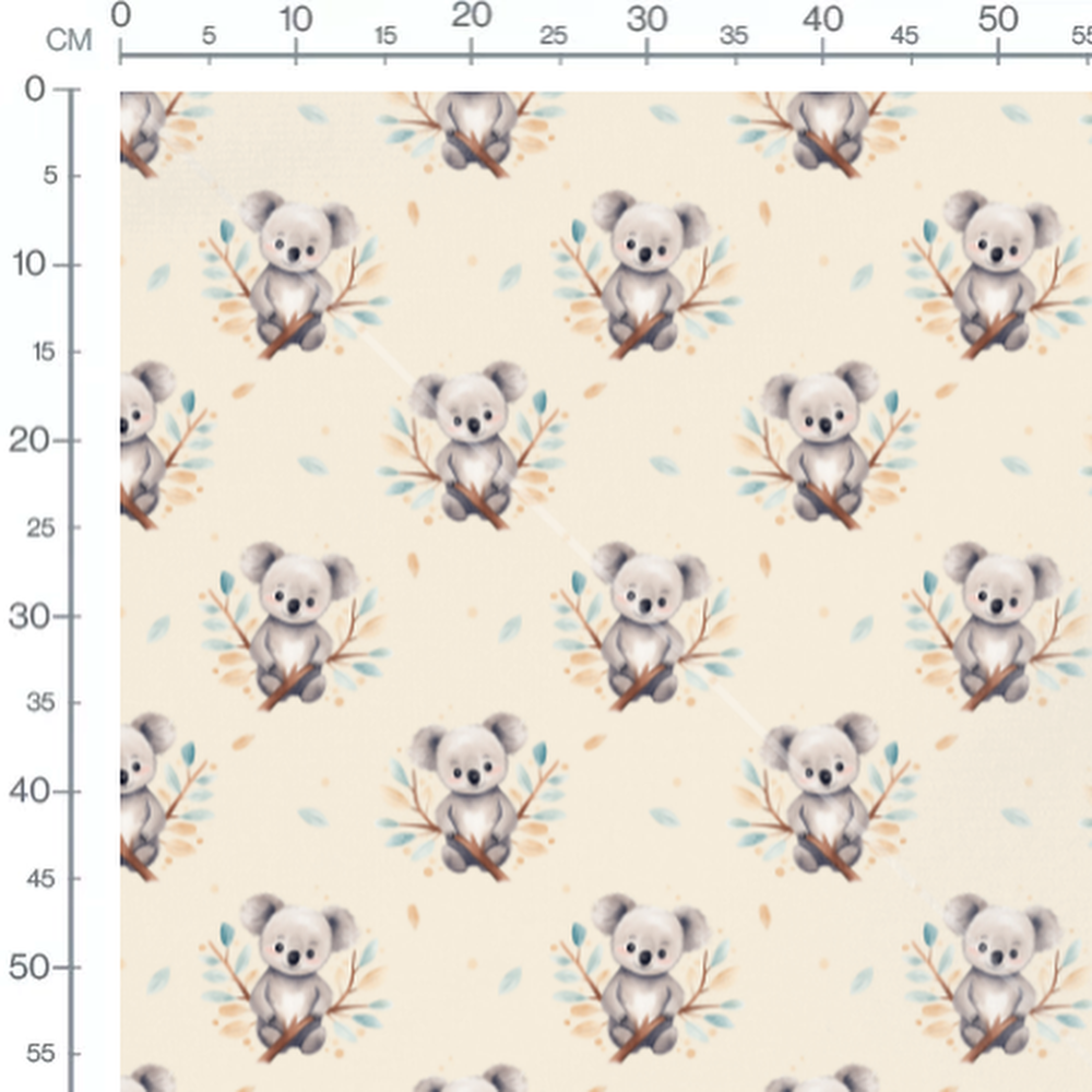 Tissu - Koalas sur branches pastel