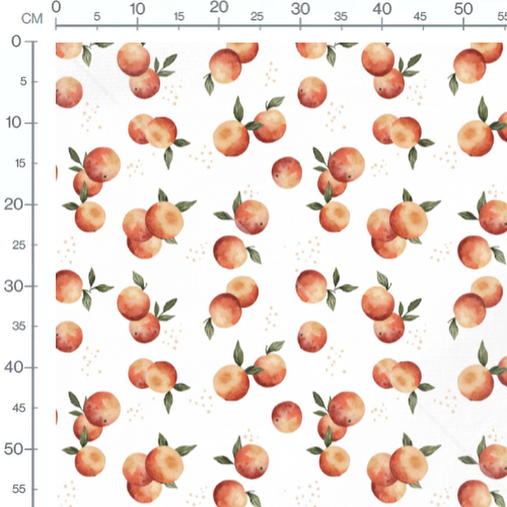 Tissu - Oranges aquarelle et feuilles