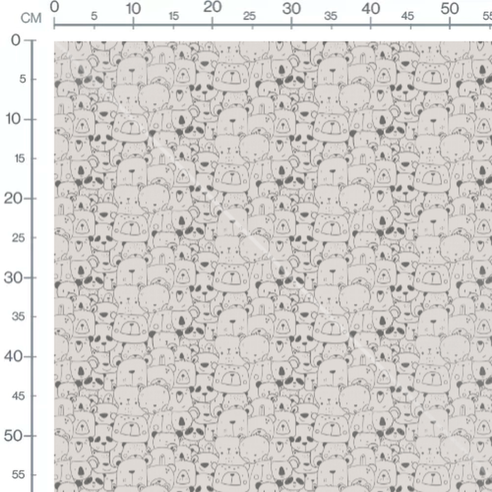 Tissu - Ours variés sur fond blanc