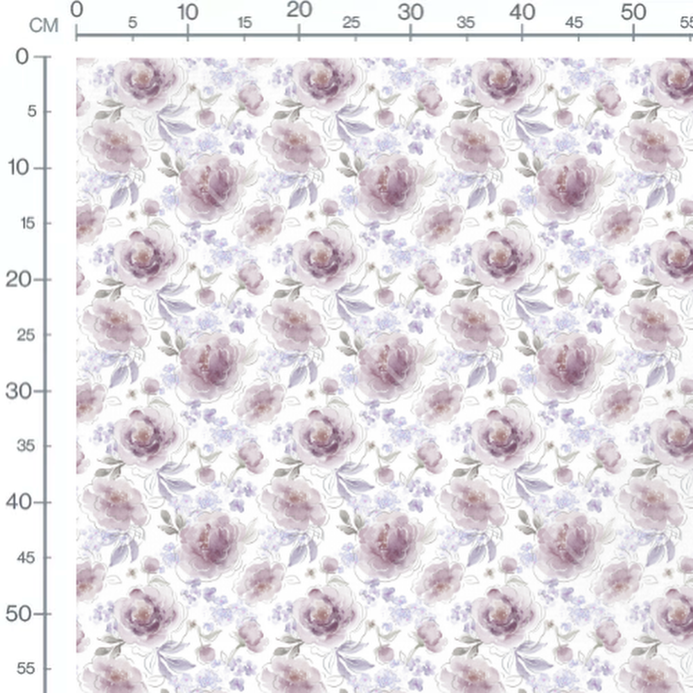 Tissu - Fleurs roses et lavande