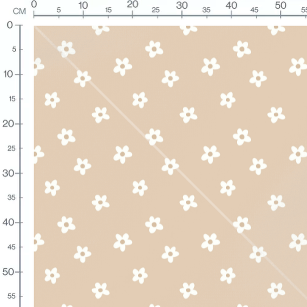 Tissu - Fleurs blanches stylisées simples