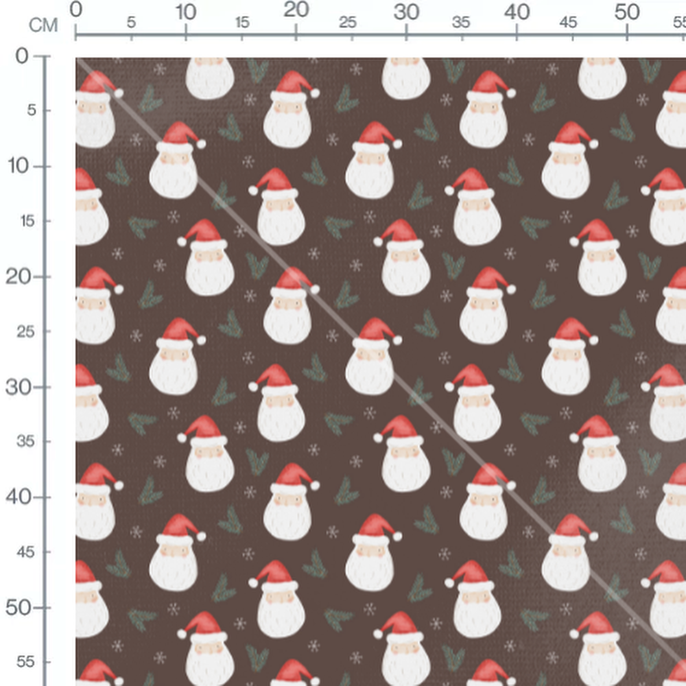 Tissu - Pères Noël sur fond marron