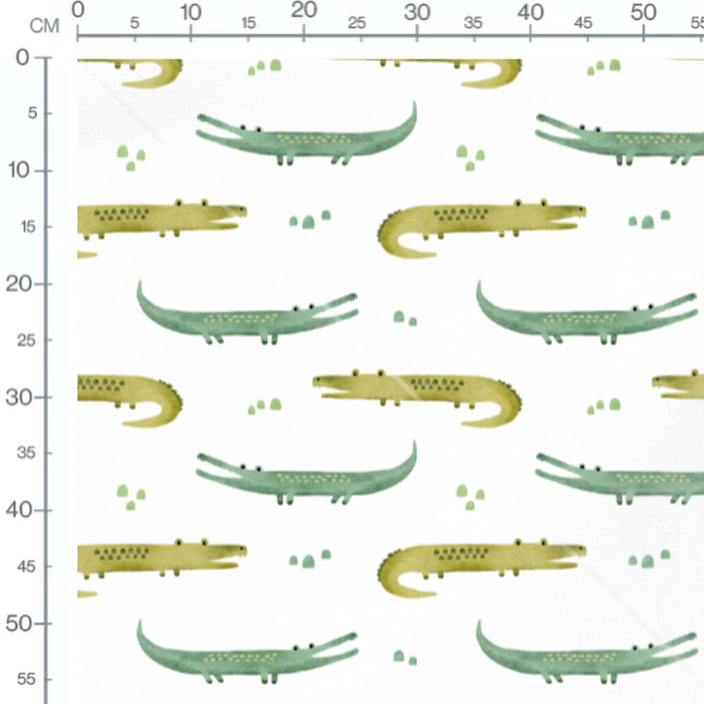 Tissu - Crocodiles verts amusants