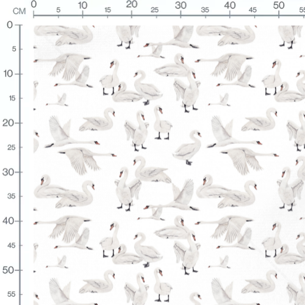 Tissu - Cygnes blancs élégants