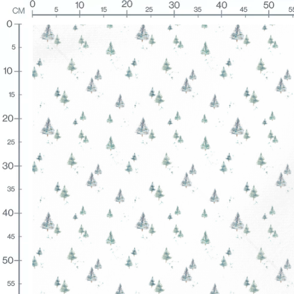 Tissu - Sapin aquarelle vert et bleu