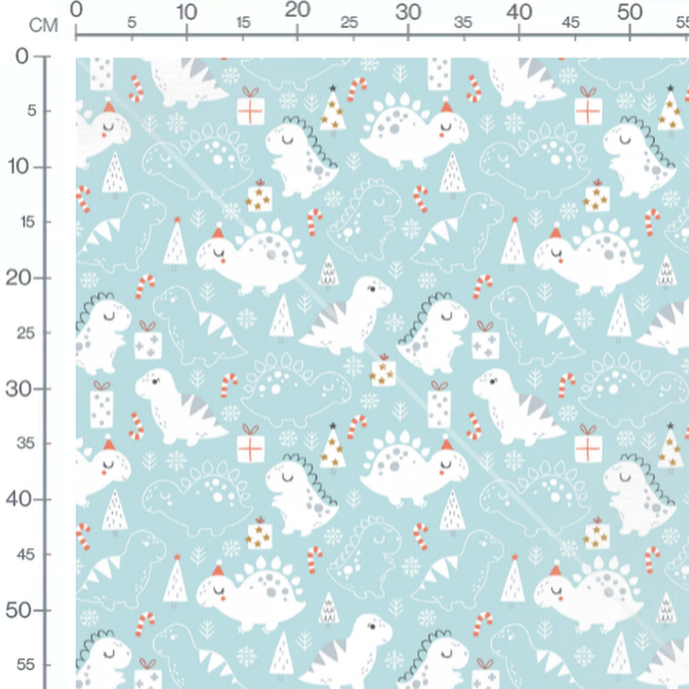 Tissu - Dinosaures et cadeaux sur bleu