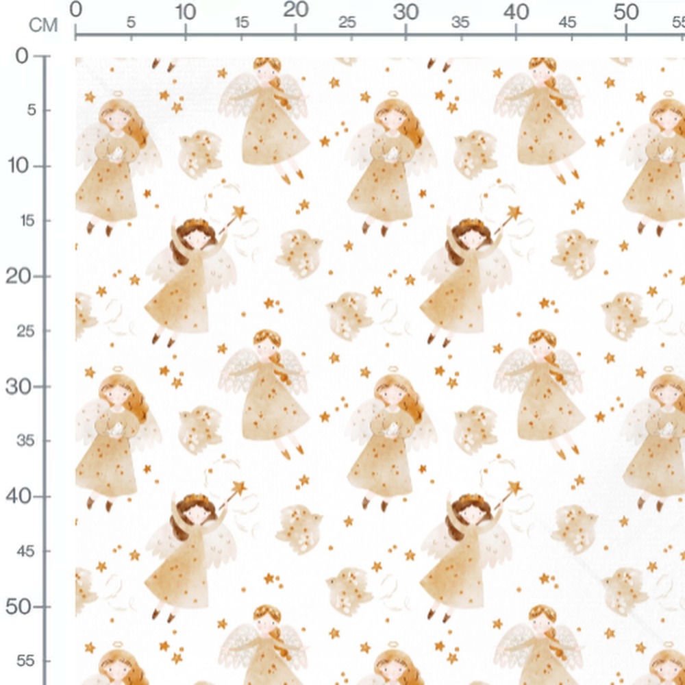 Tissu - Anges et colombes dorées