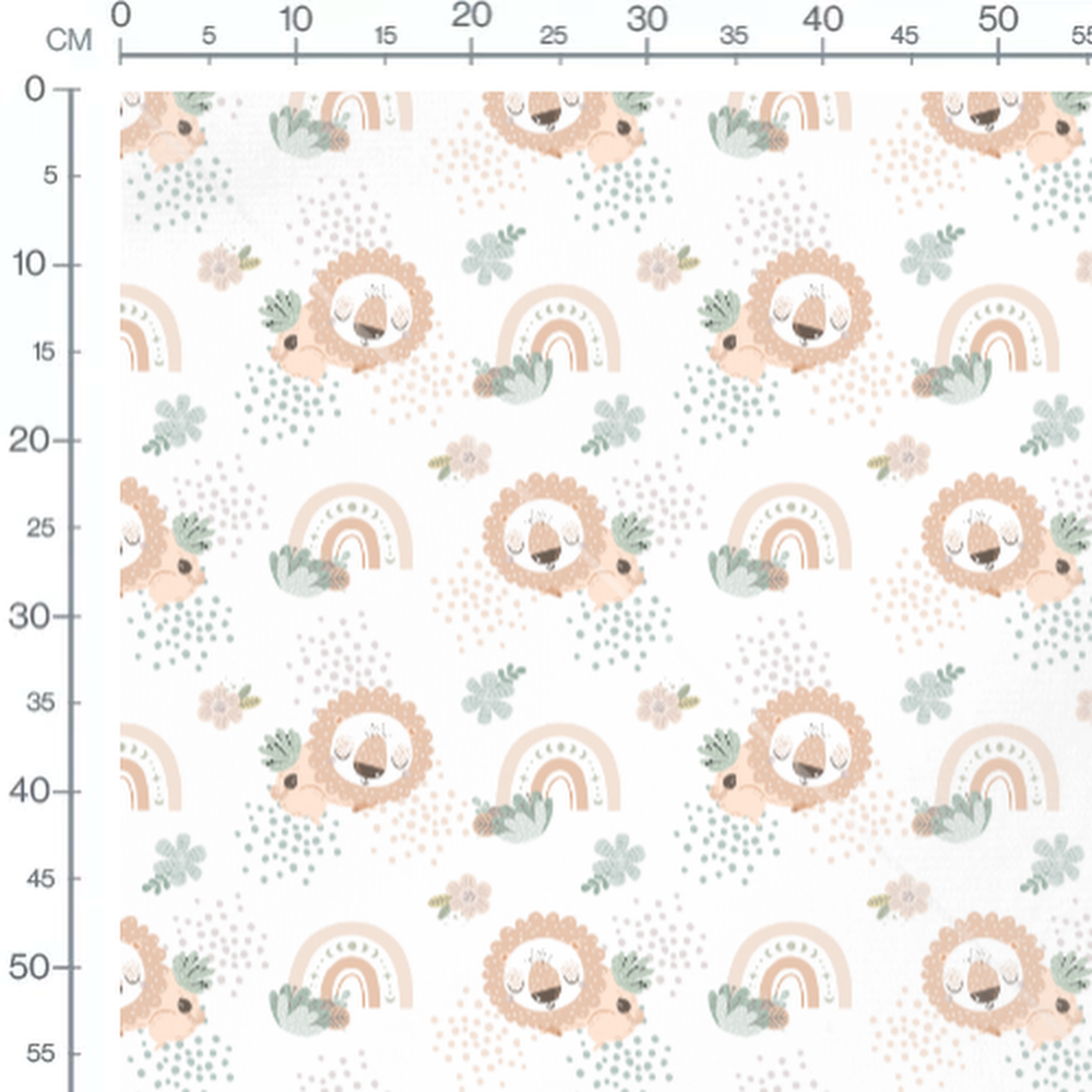 Tissu - Lions et arcs pastel blanc