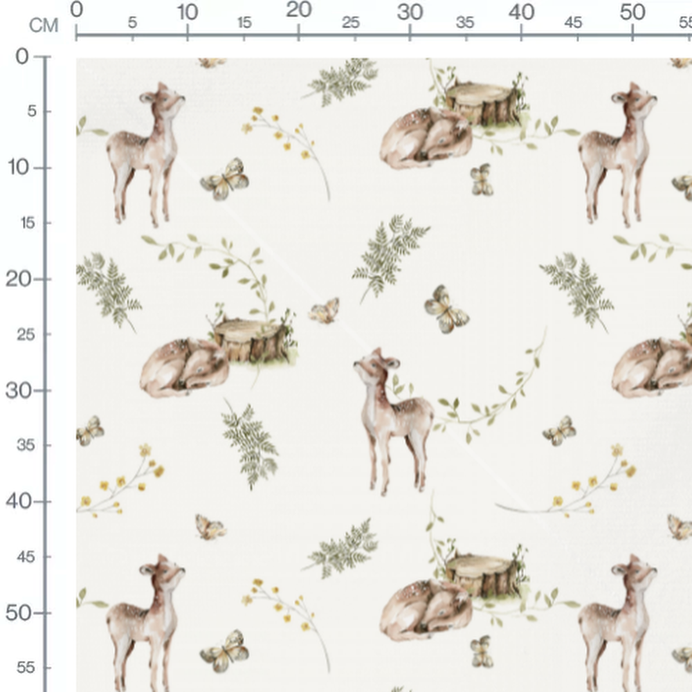 Tissu - Faons et papillons aquarelle