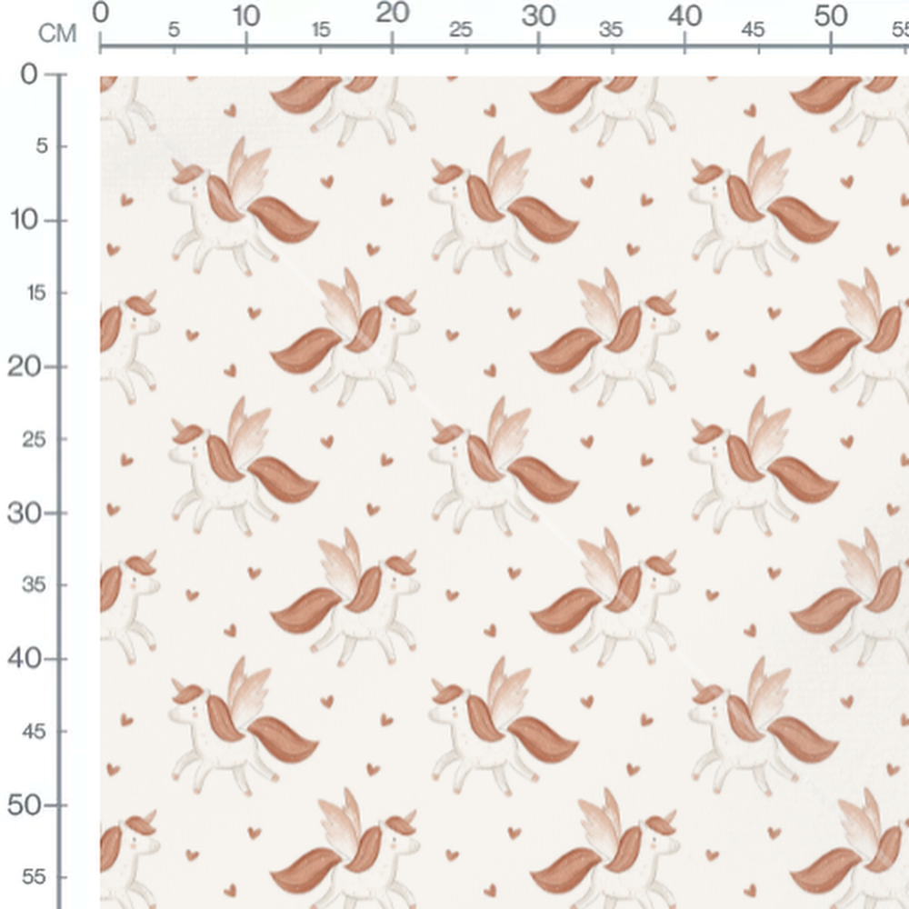 Tissu - Licornes et cœurs pastel