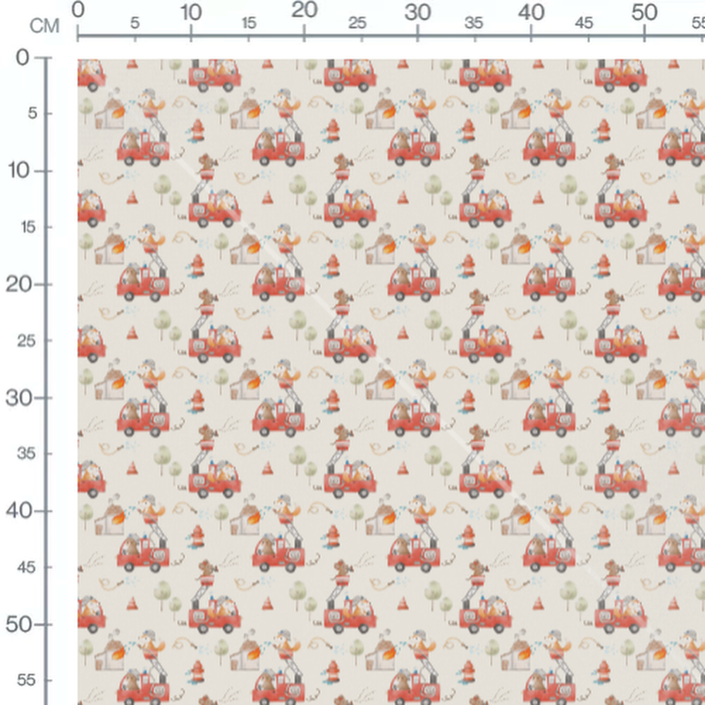 Tissu - Animaux pompiers en action