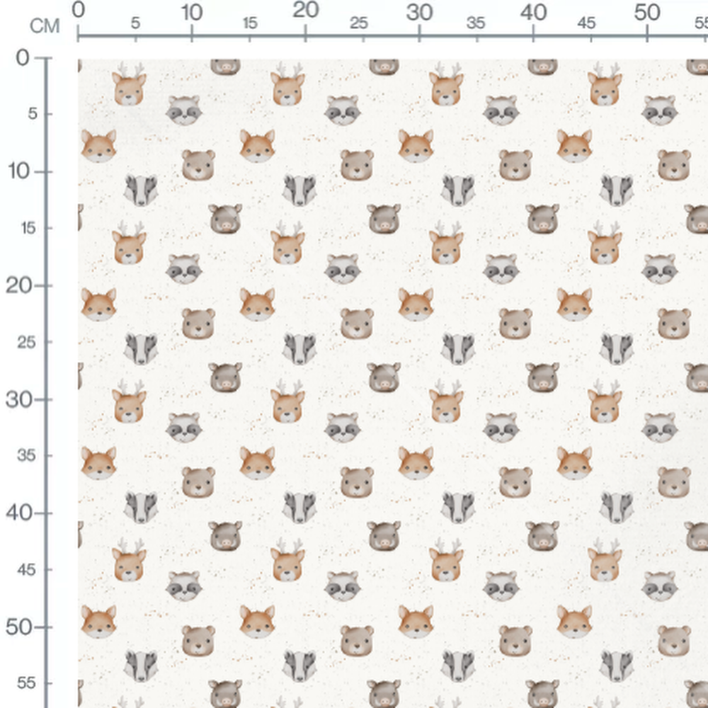 Tissu - Visages d'animaux mignons