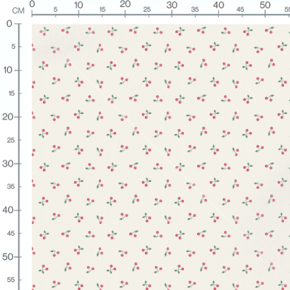 Tissu - Grappes de cerises sur crème