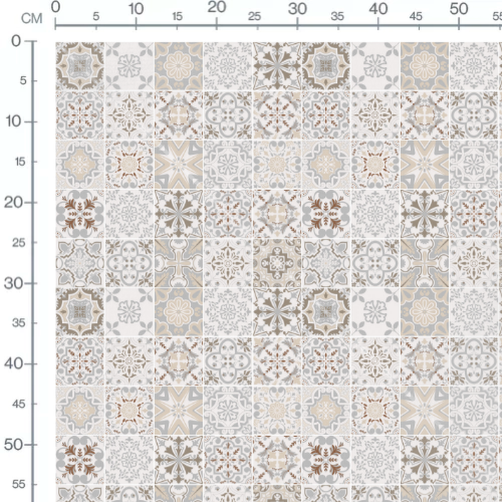 Tissu - Carreaux étoilés beige et gris 2