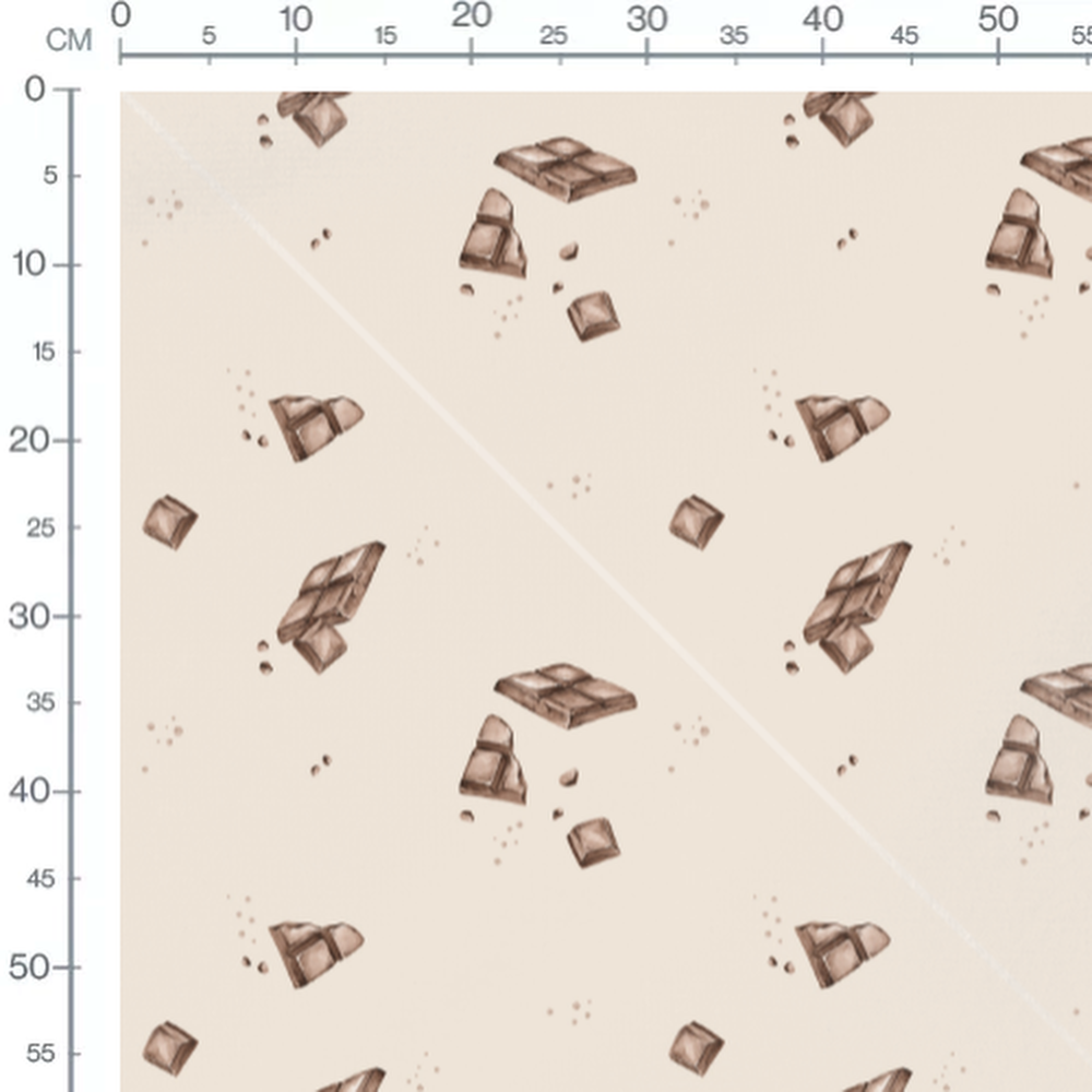 Tissu - Chocolat marron sur beige