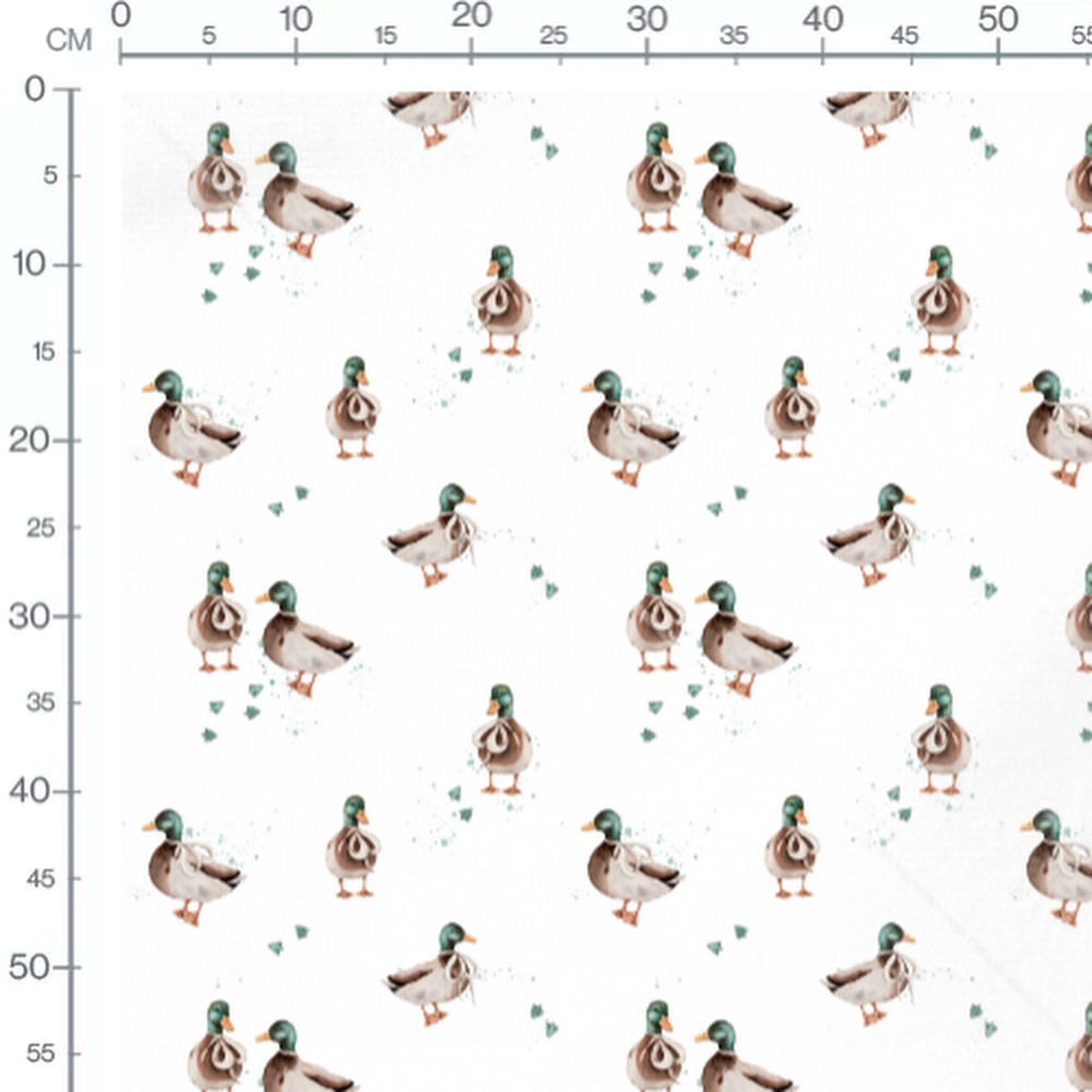 Tissu - Canards marron et vert éclaboussés