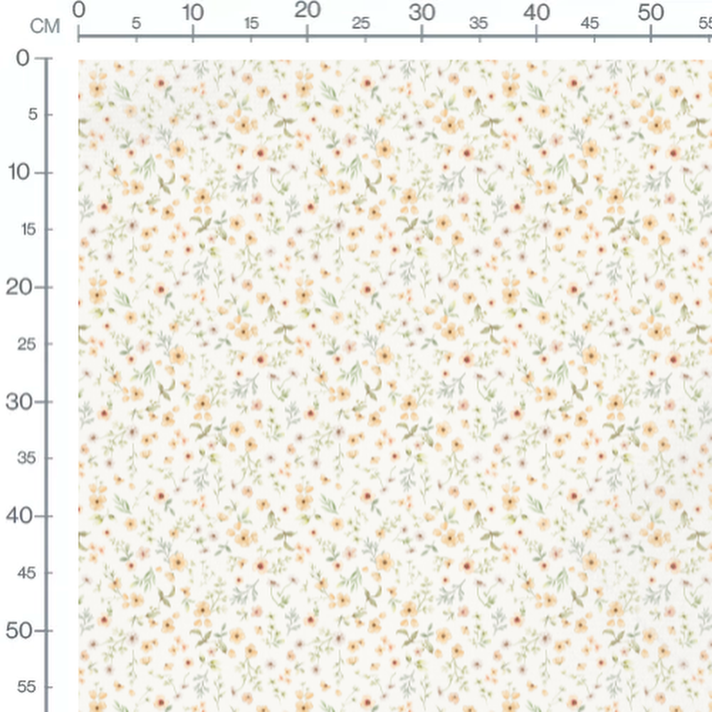 Tissu - Fleurs roses et vertes douces