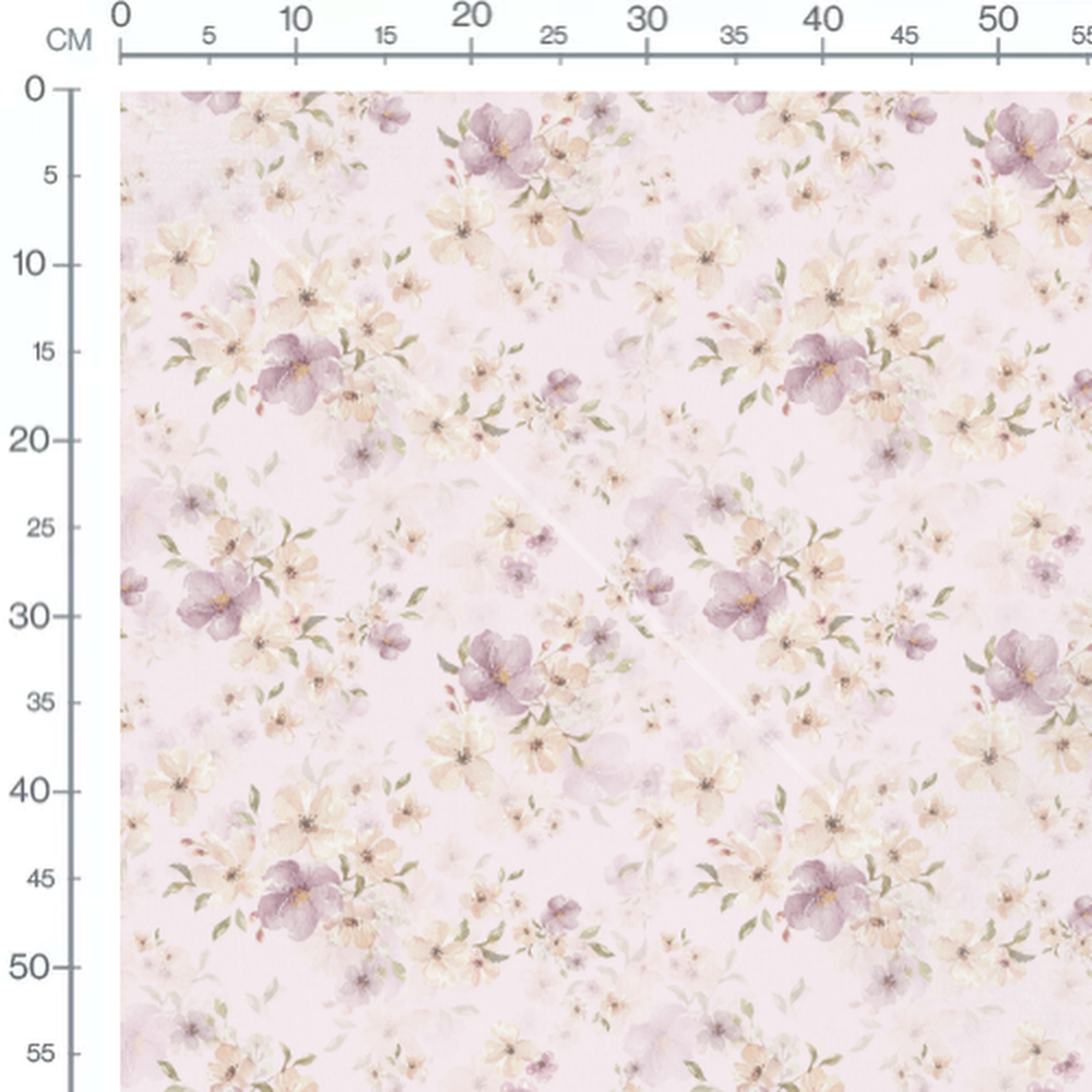 Tissu - Fleurs violet et beige doux