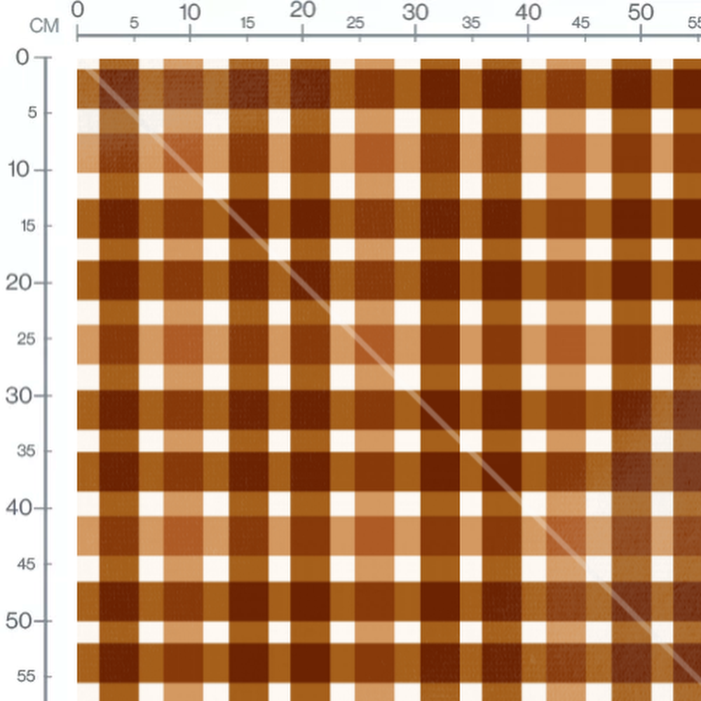 Tissu - Carreaux marron sur blanc
