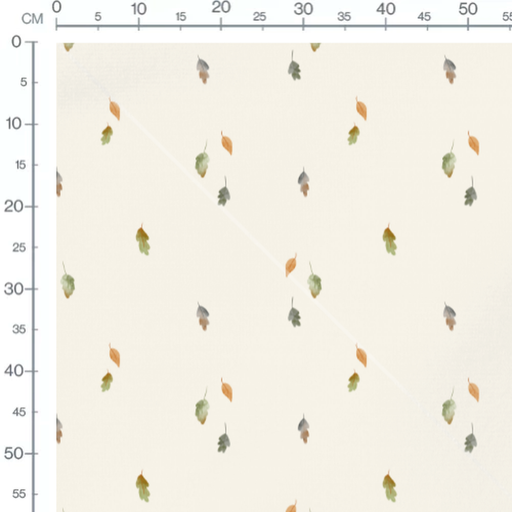 Tissu - Feuilles vertes et brunes