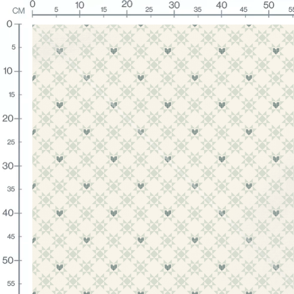 Tissu - Étoiles et cœurs géométriques