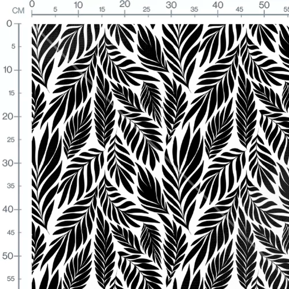 Tissu - Feuilles variées en noir