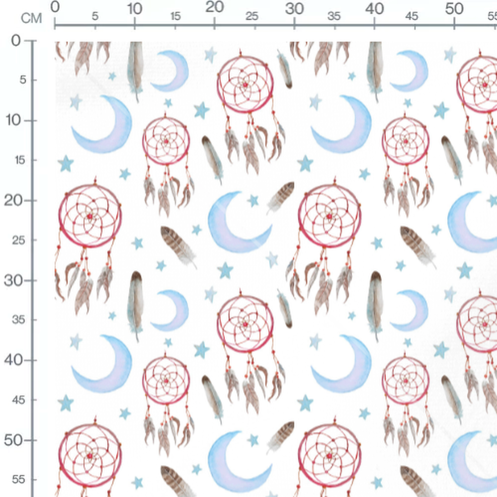 Tissu - Attrape-rêves et lunes bleues