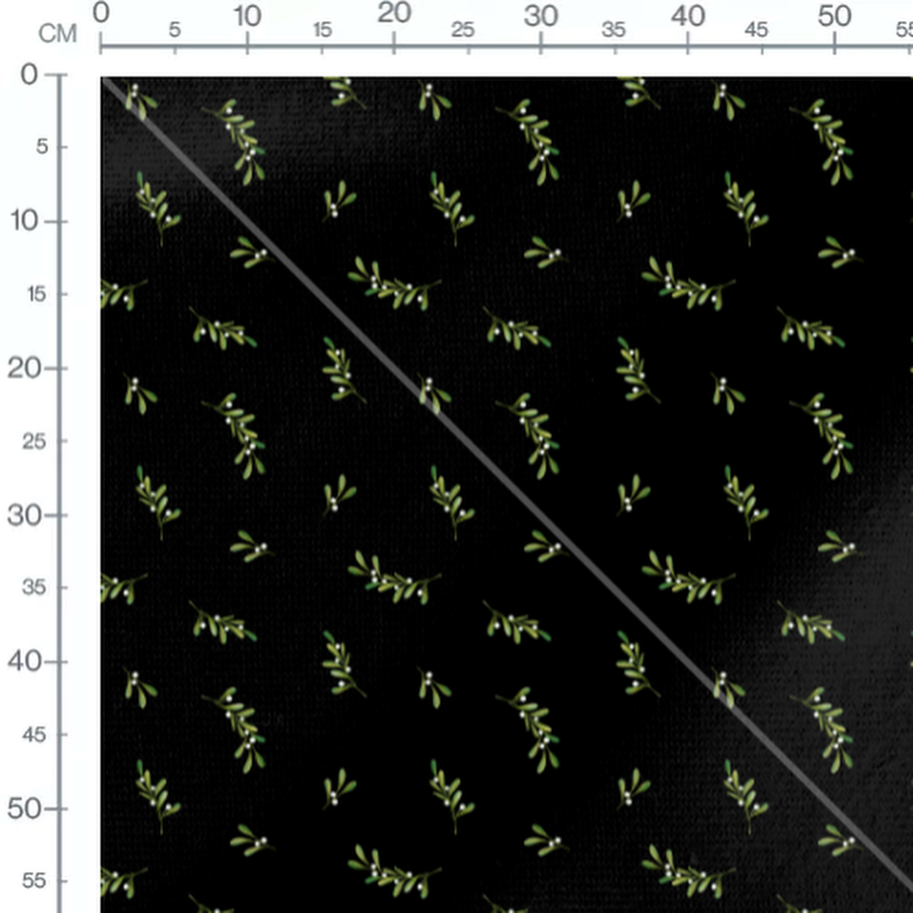 Tissu - Brindilles de gui vert