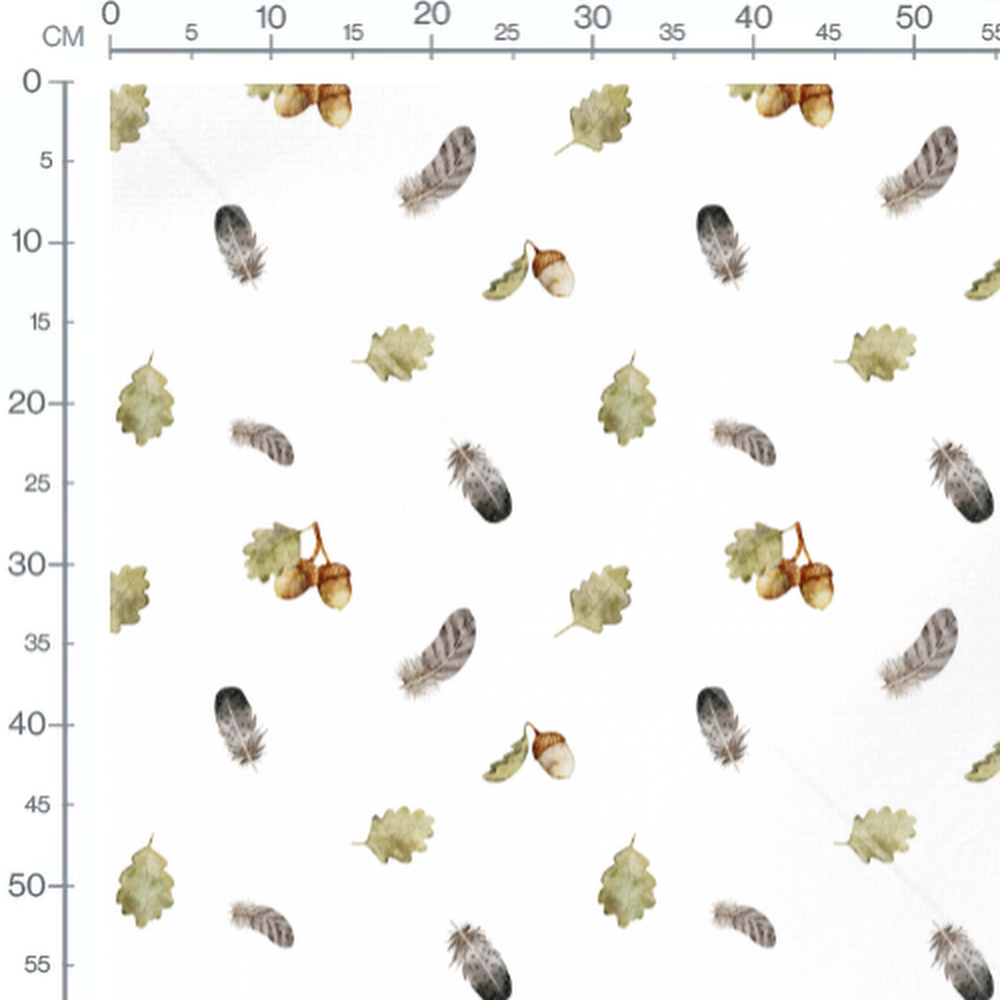 Tissu - Feuilles et plumes variées