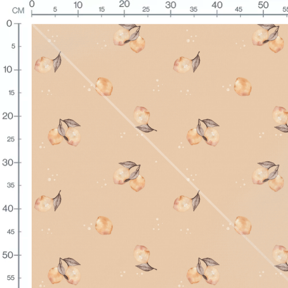 Tissu - Citrons jaunes et feuilles grises 2