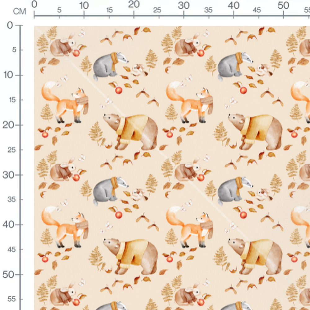Tissu - Animaux en écharpe automnale