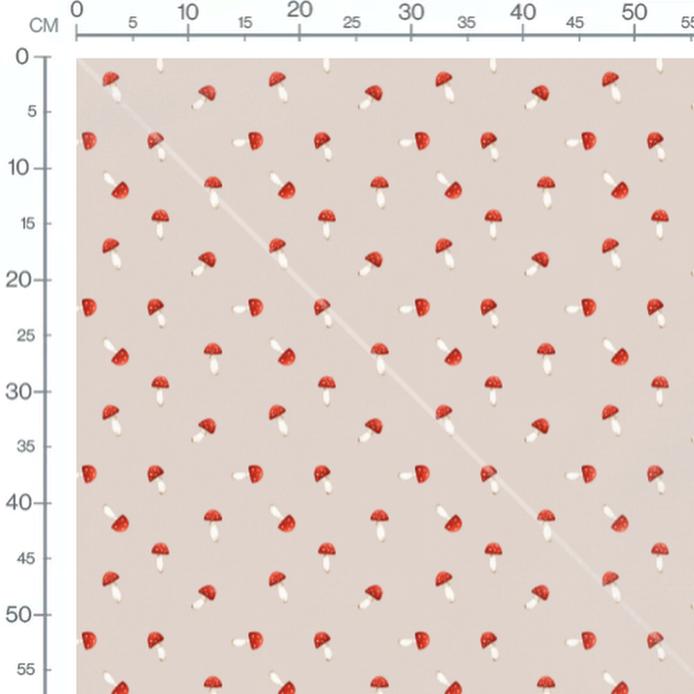Tissu - Champignons rouges dispersés