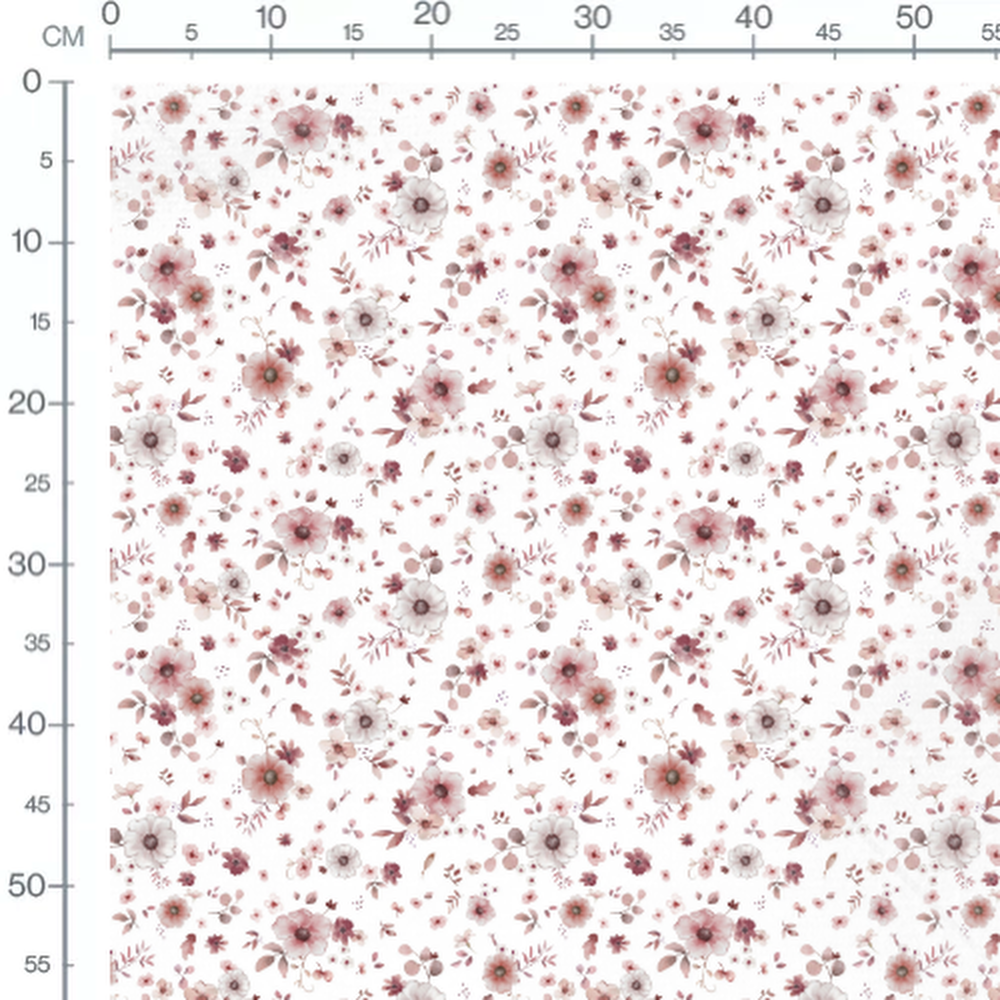 Tissu - Fleurs roses sur fond blanc 7