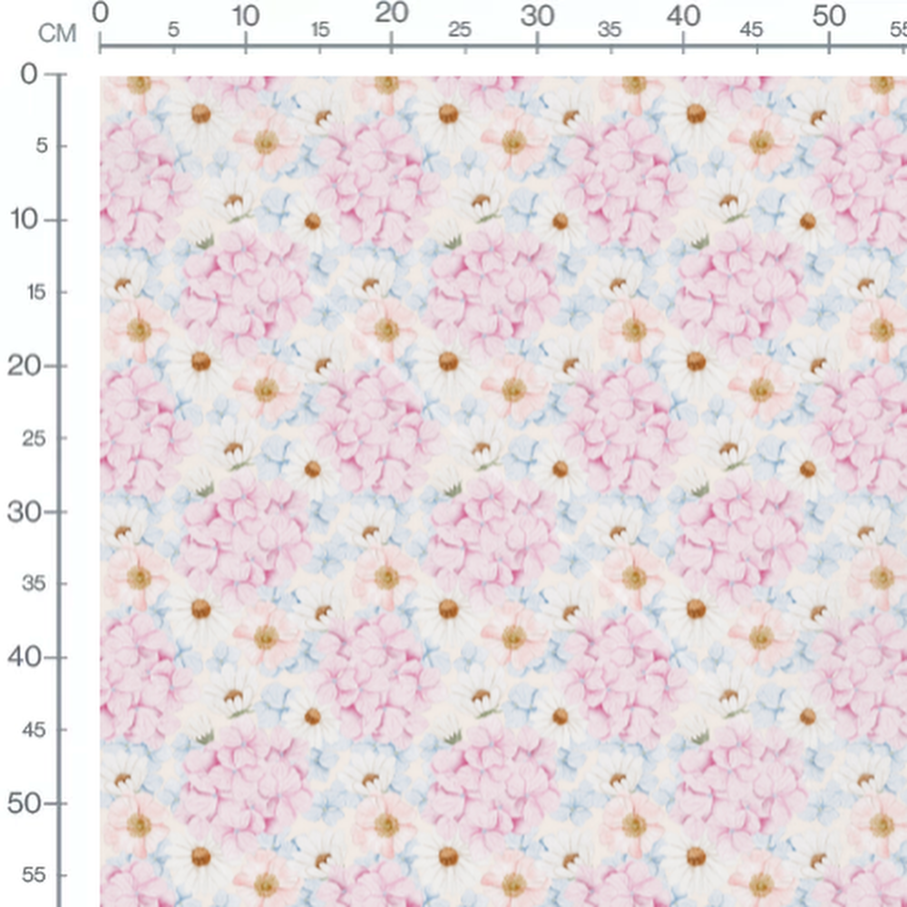 Tissu - Fleurs claires avec bleu