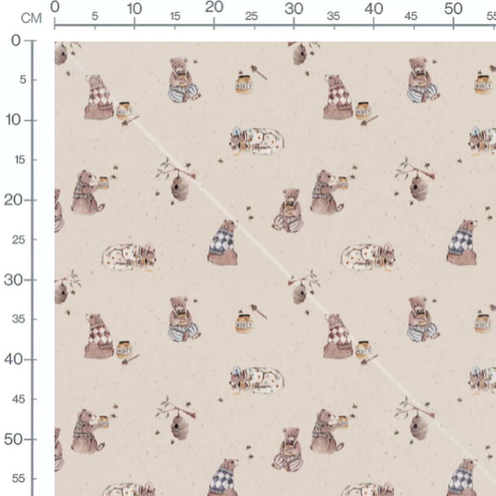 Tissu - Ours mangeant du miel