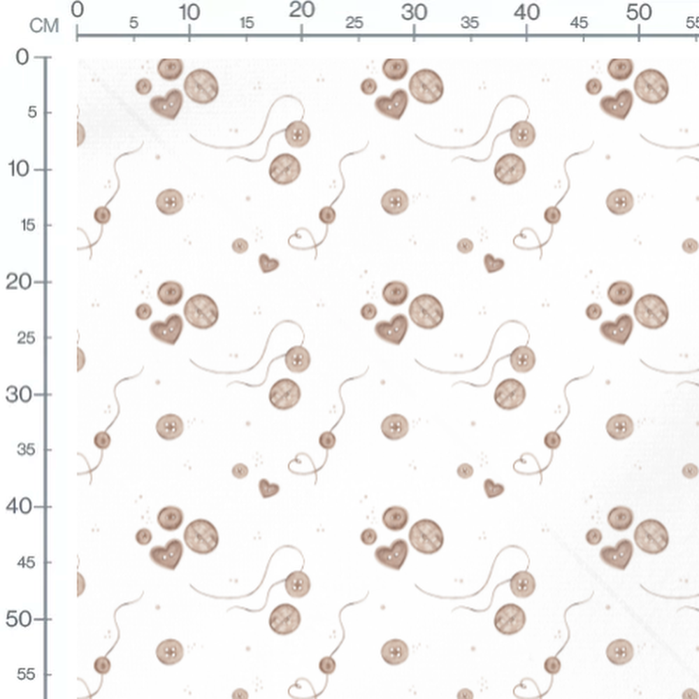 Tissu - Boutons variés sur fond clair
