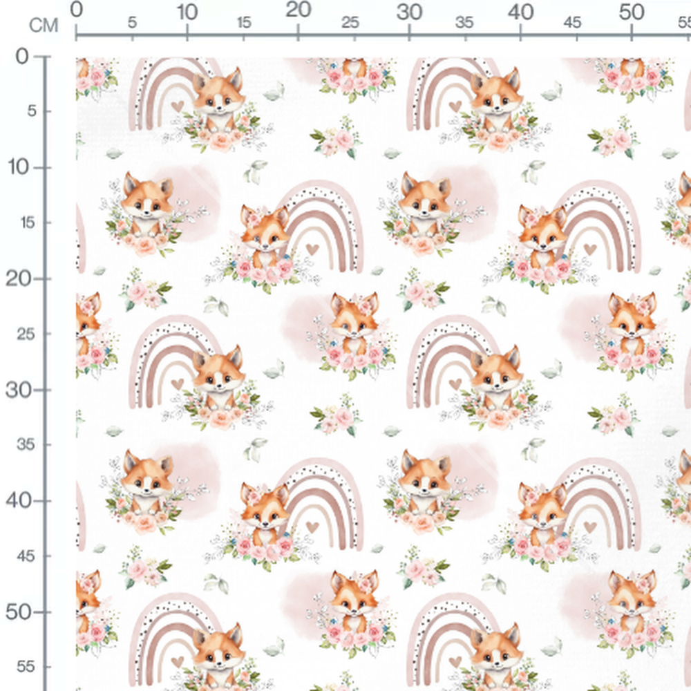Tissu - Renards et arcs pastel