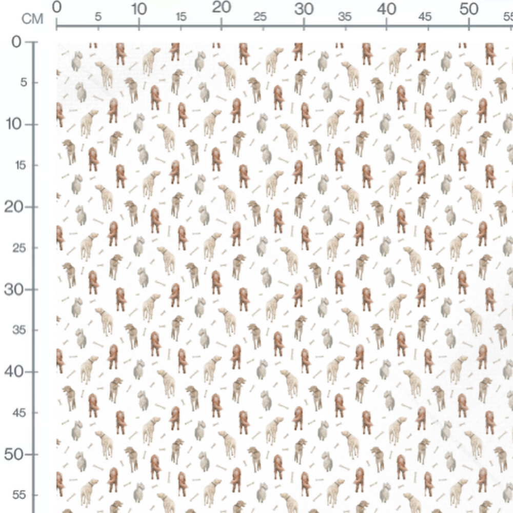 Tissu - Chiens et os aquarelle