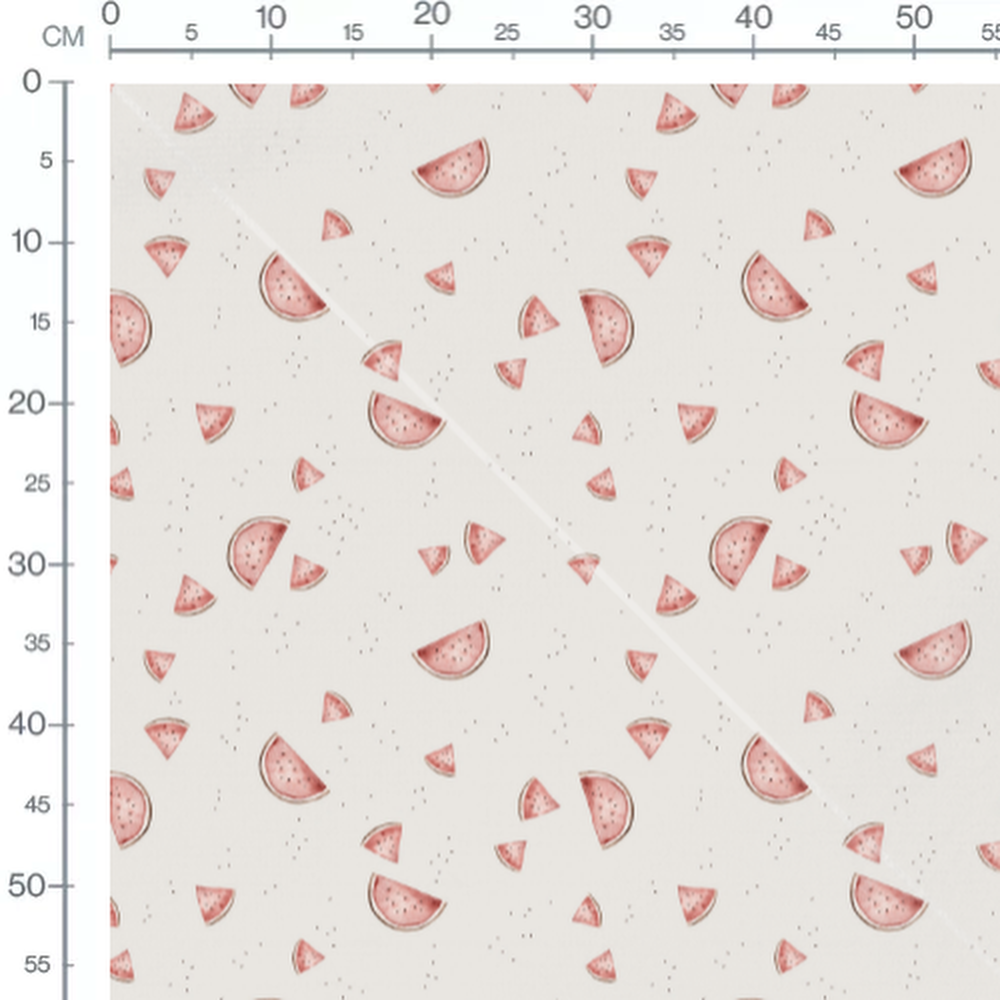Tissu - Pastèques roses sur fond blanc