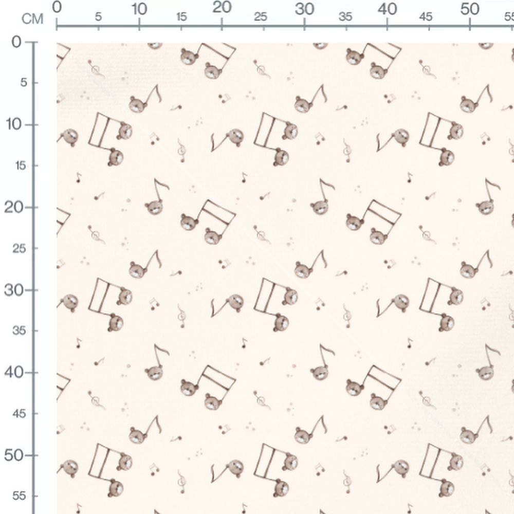 Tissu - Oursons bruns sur fond beige 2