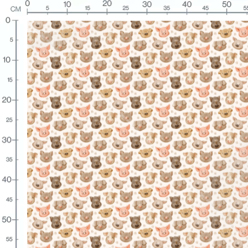 Tissu - Visages d'animaux pastel